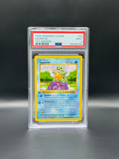 1999 Pokémon Base Set 1st Edition Squirtle PSA 9 Mint Pokémon Card WOTC
