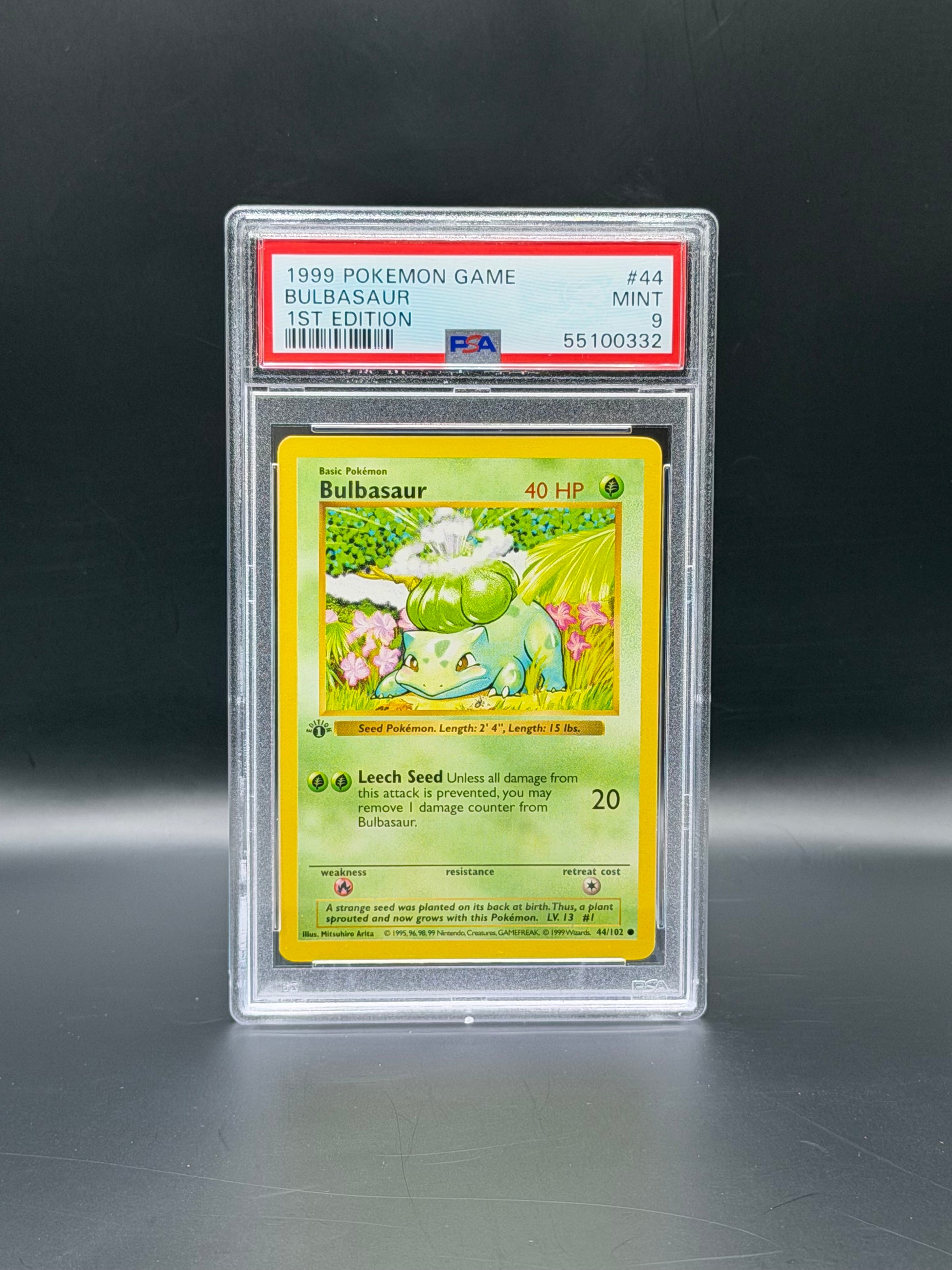 1999 Pokémon Base Set 1st Edition Bulbasaur PSA 9 Mint Pokémon Card WOTC
