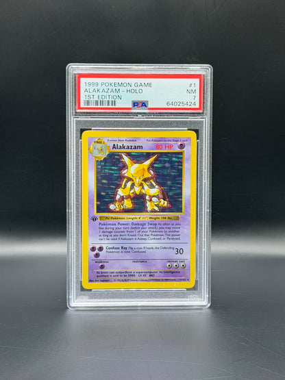 1999 Pokémon Base Set 1st Edition Alakazam Holo Rare PSA 7 Near Mint Pokémon Card WOTC