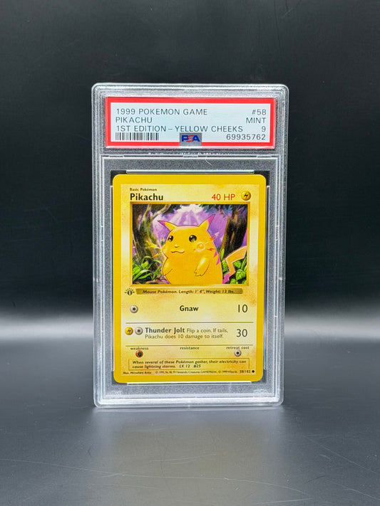 1999 Pokémon Base Set 1st Edition Pikachu Yellow Cheeks PSA 9 Mint Pokémon Card WOTC