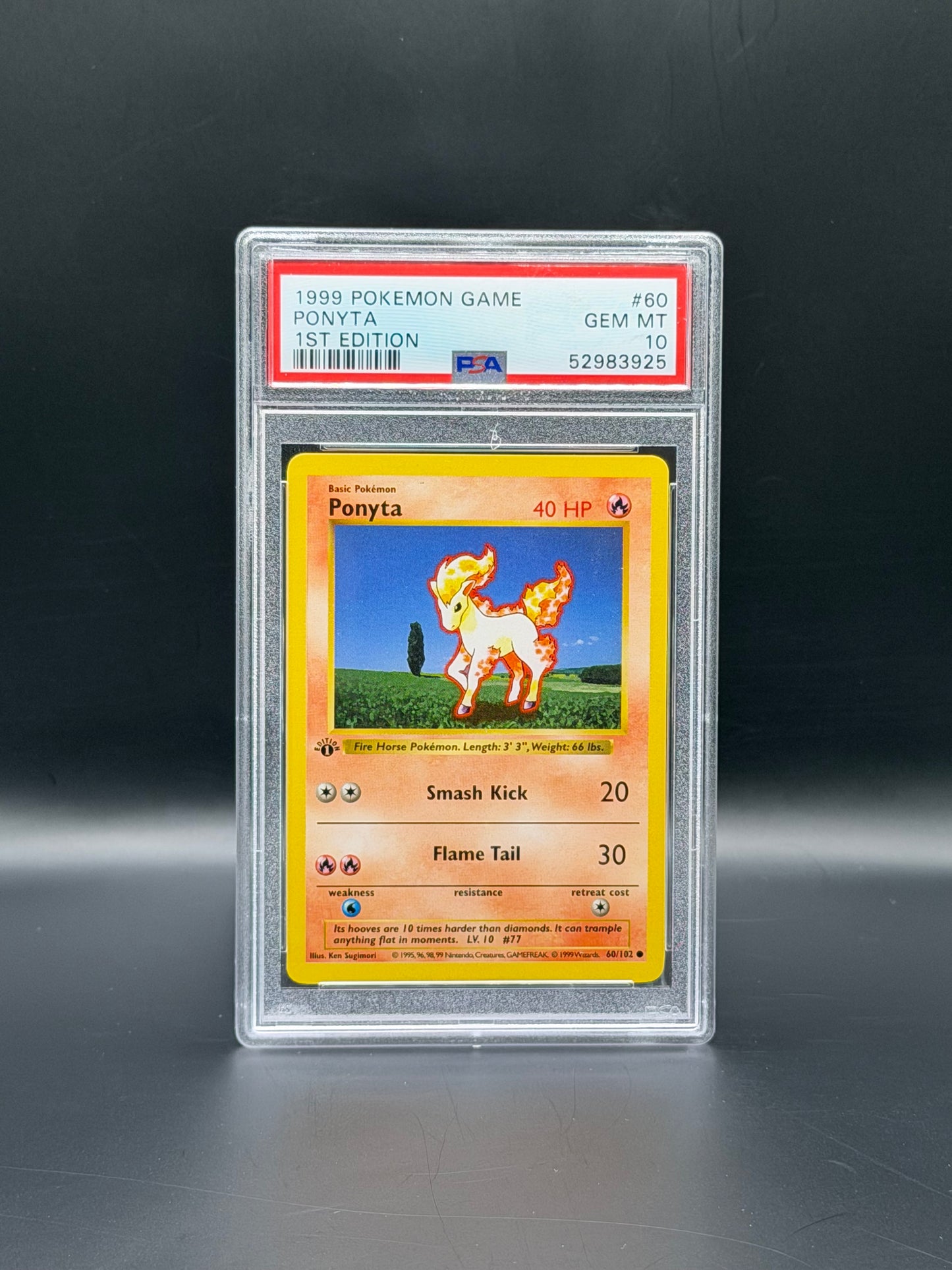 1999 Pokémon Base Set 1st Edition Ponyta PSA 10 Gem Mint Pokémon Card WOTC