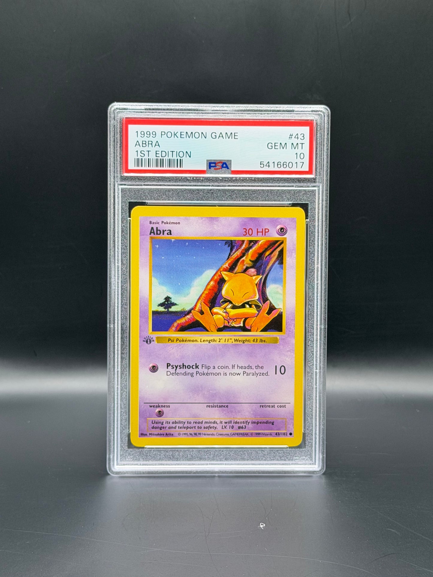 1999 Pokémon Base Set 1st Edition Abra PSA 10 Gem Mint Pokémon Card WOTC
